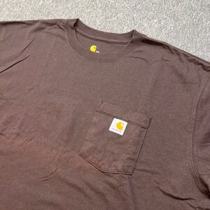 Carhartt Mens K87 DKB Workwear Pocket T-Shirt Dark Brown 2XL Original Fit Cotton